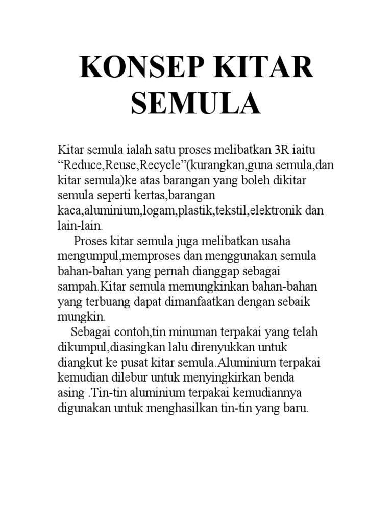 Konsep Kitar Semula Pdf