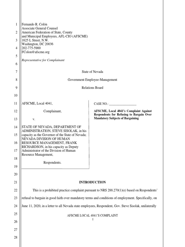 AFSCME s Prohibited Practice Complaint Collective Bargaining 
