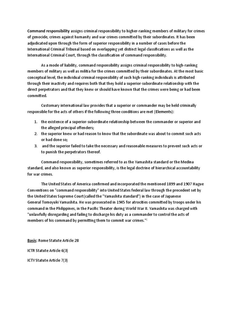 Understanding Command Responsibility in War Crimes | PDF | Misconduct ...