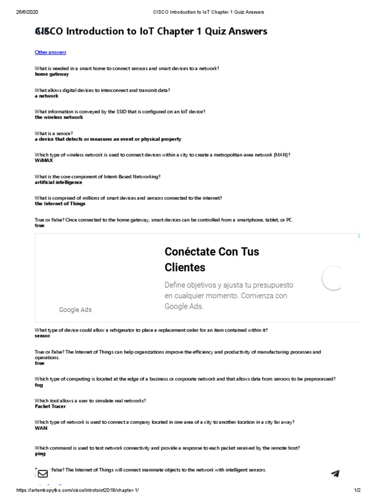 Cisco introduction to iot chapter 1 quiz answers con ctate con tus