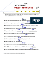 Subject & Object Pronouns: Grammar Worksheet