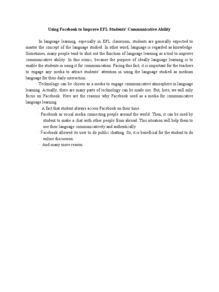 Enhancing EFL Communication via Facebook | PDF
