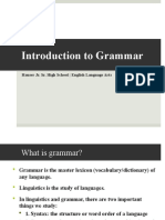 Introduction To Grammar: Hauser Jr. Sr. High School - English Language Arts