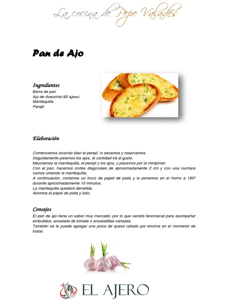 Receta Pan de Ajo | PDF