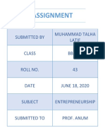 Assignment: Submitted by Muhammad Talha Latif Class BBA-6B