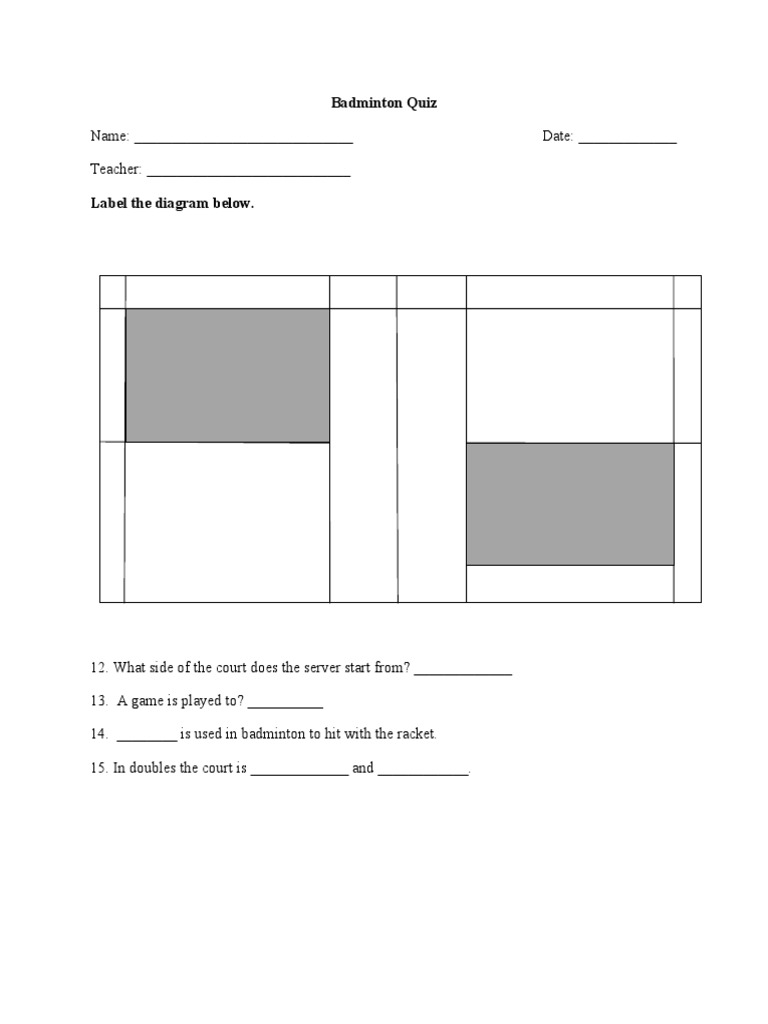 Badminton Quiz PDF