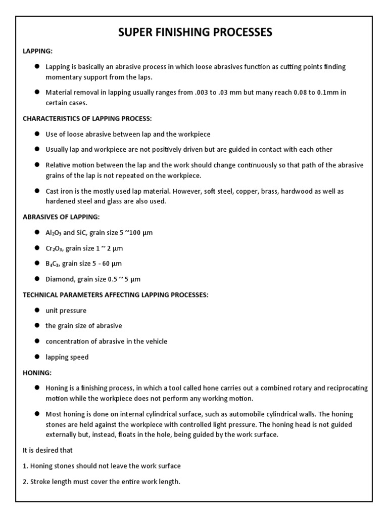 Super Finishing Processes PDF Abrasive Art Media