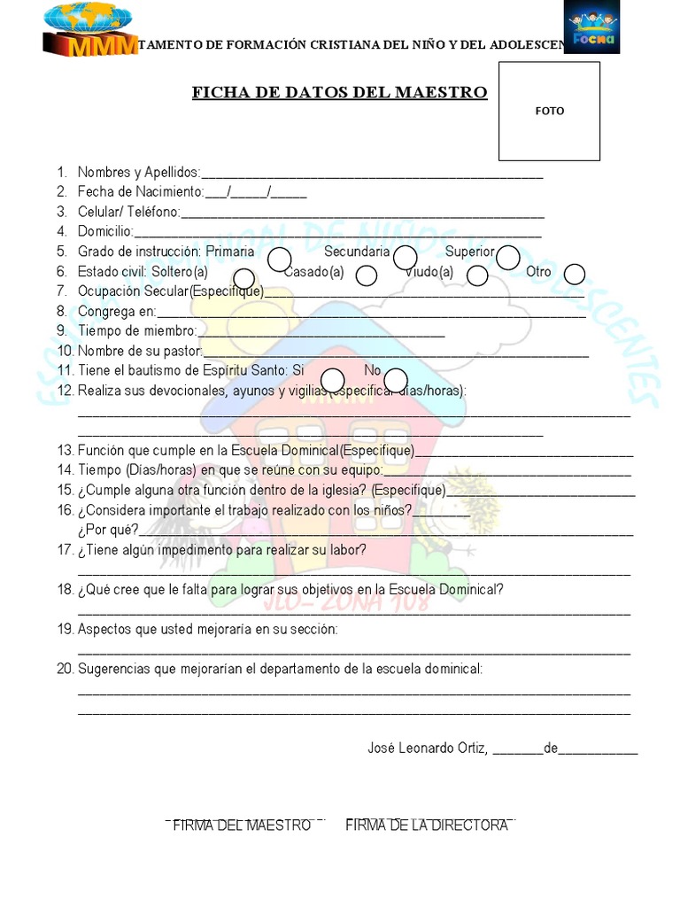 Ficha de Datos para Maestros de Escuela Dominical | PDF | Crecimiento ...
