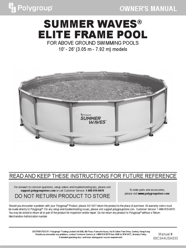 09C3A4USA033+Elite+Frame+Pool US EN SP V02 | PDF | Swimming Pool ...