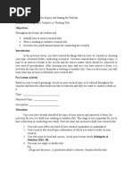 Chapter 2: Identifying The Inquiry and Stating The Problem Lesson 2: Writing Your Tentative or Working Title Objectives