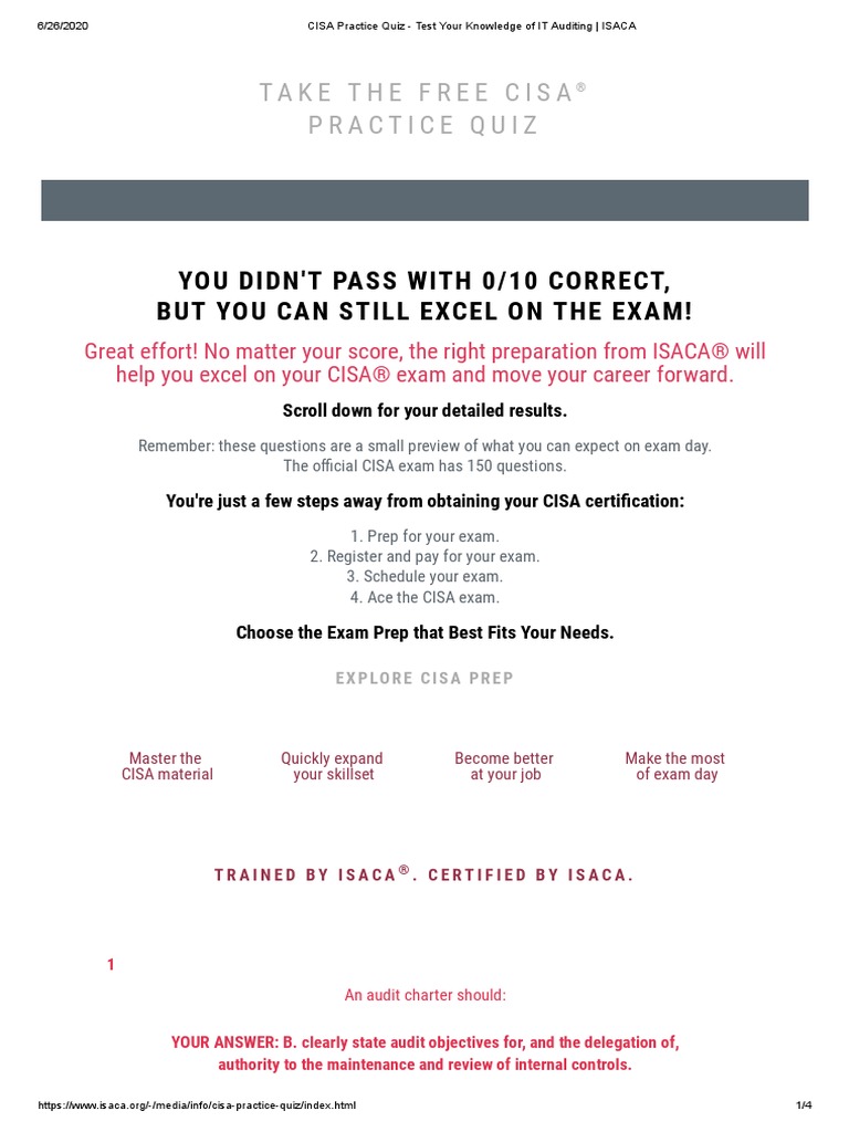 Cisa Practice Test 2024 | CISA Practice Quiz – IPYGMC