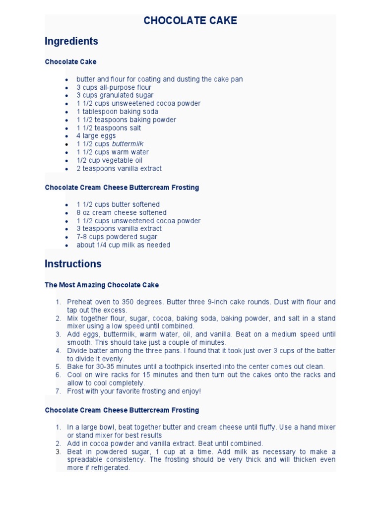 Easy Homemade Chocolate Cake | PDF
