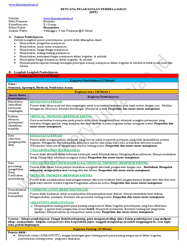 WWW Kherysuryawan.id RPP EKONOMI KLS X SM 2 TM 9 1 LEMBAR PDF