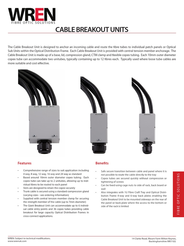 Fibre Optic Cable Breakout Units | PDF | Optical Fiber | Equipment