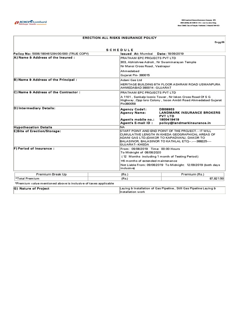 EAR Policy Kheda | PDF | Liability Insurance | Insurance
