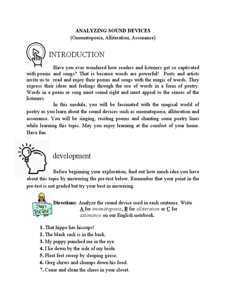 ENGLISH 5 MODULE-Analyzing Sound Devices | PDF | Poetry | Poetics