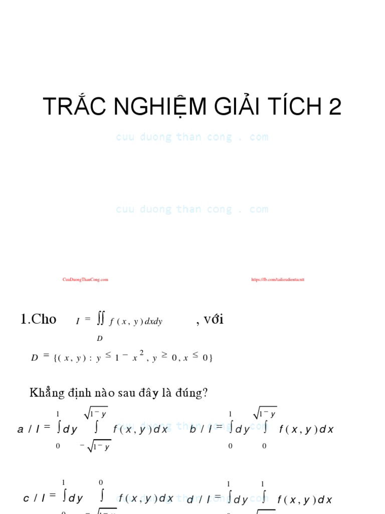 Giai Tich 2 - Trac Nghiem Giai Tich 2 | PDF | Geometric Objects ...