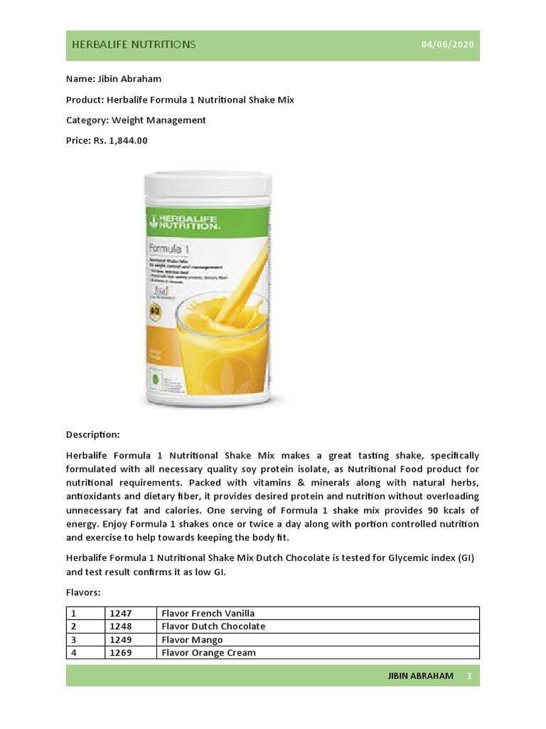 Nutritional Shakes for Fitness Fans | PDF