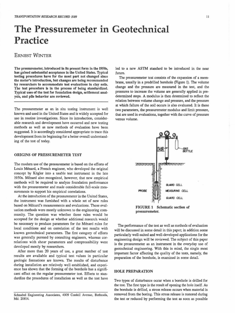 Pressure Meter Test in Practice PDF Geotechnical Engineering Deep