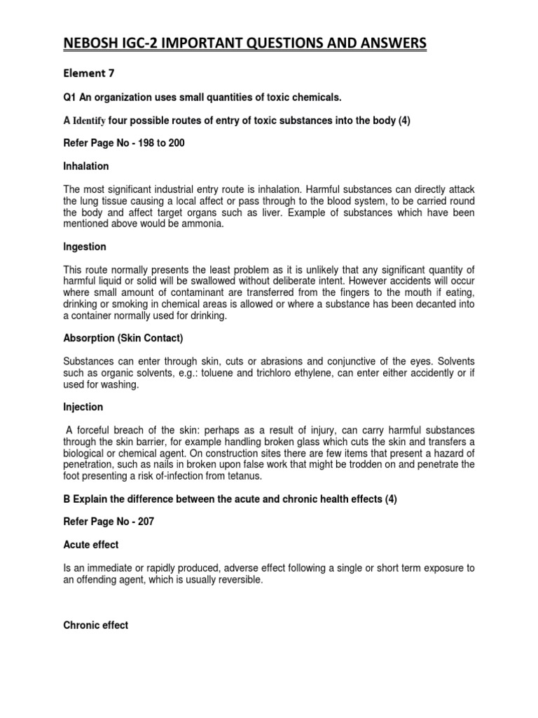 Nebosh Igc-2 Important Questions and Answers: Element 7 | PDF ...