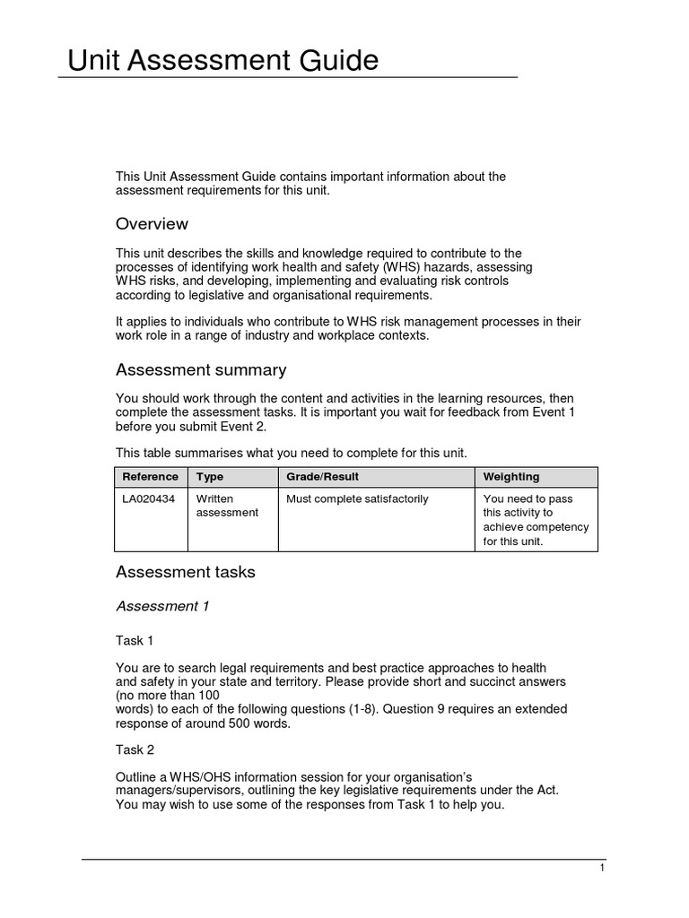 WHS Risk Management Assessment Guide | PDF | Business