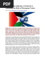 Palestine-Israel Conflict, Assessing The Role of European Union