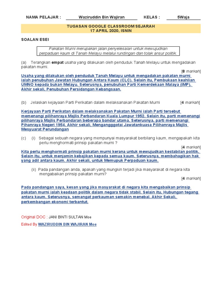 5 2 Pakatan Murni Dijawab Waziruddin Pdf