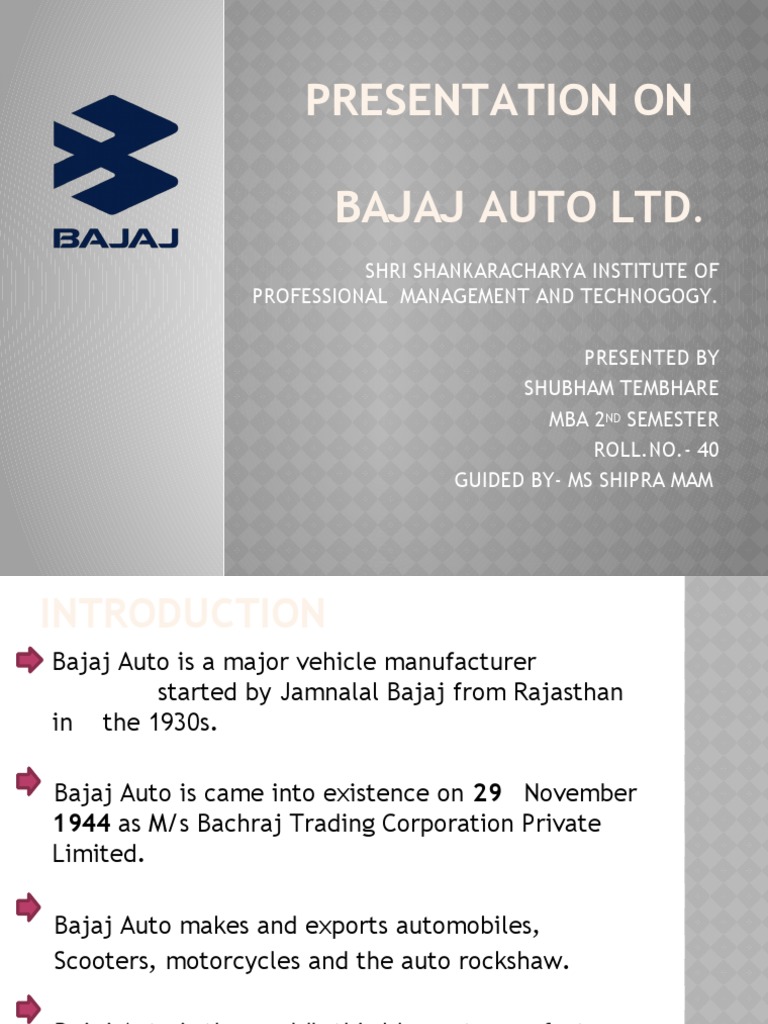 Overview Of Bajaj Auto Ltd History Pdf