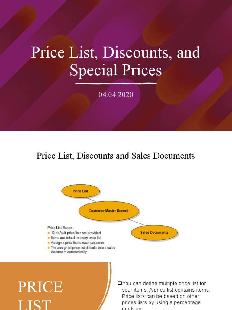 Special Price List and Discounts Guide | PDF | Discounts And Allowances ...