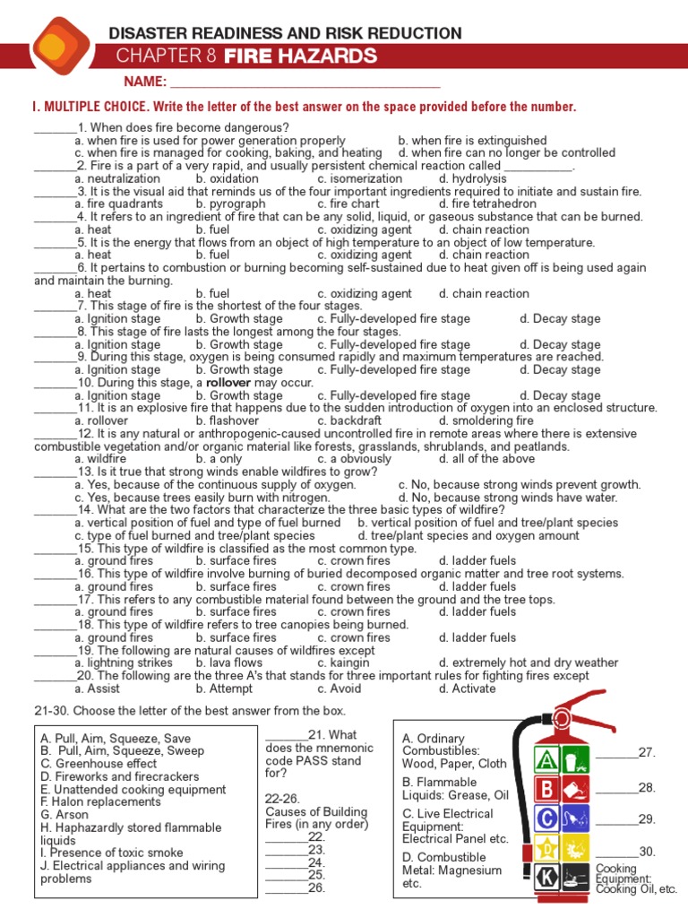 Quiz On Fire Hazards Pdf Fires Wildfire