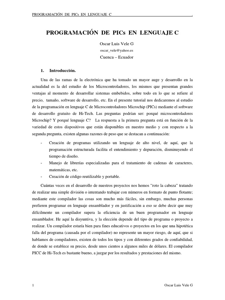 Tutorial - Hi - Tech. Mplab Programacion Microcontroladores | PDF ...