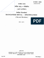 Manganese Metal - Specification (: Indian Standard Second Revision