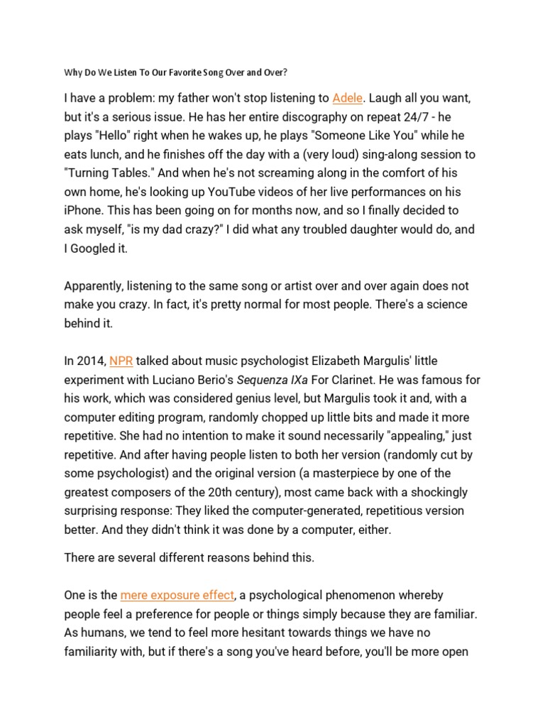 Why Do We Listen To Our Favorite Song Over and Over PDF