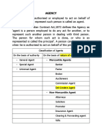 Agency: Classification of Agents On The Basis of Authority On The Basis of Nature of Work