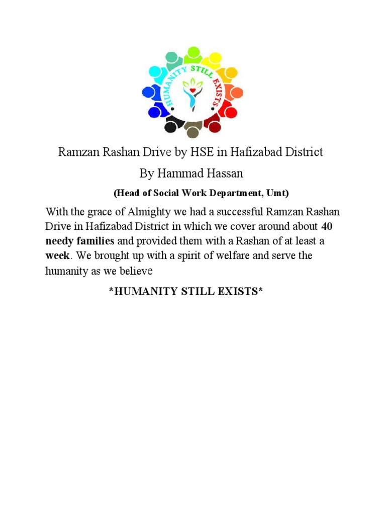 Successful Ramzan Rashan Drive Report | PDF | Wellness | Religion ...