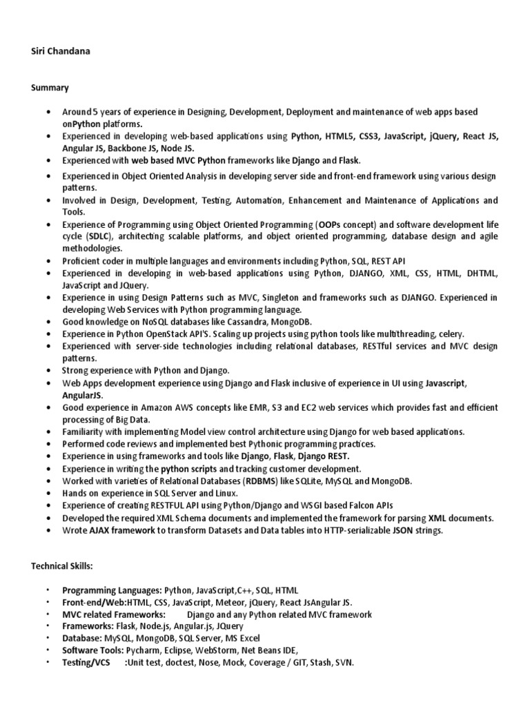 Python Full Stack Developer Profile | PDF | Web Application | Angular Js