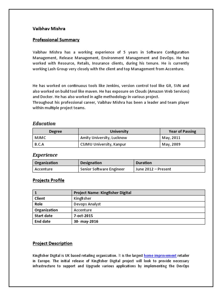 4 - Vaibhav Mishra - Senior Software Engineer - 5 Yrs 0 Month | PDF ...