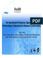 The Nanohealth Enterprise: Opportunity For Partnerships in Nanoscience Research Communities