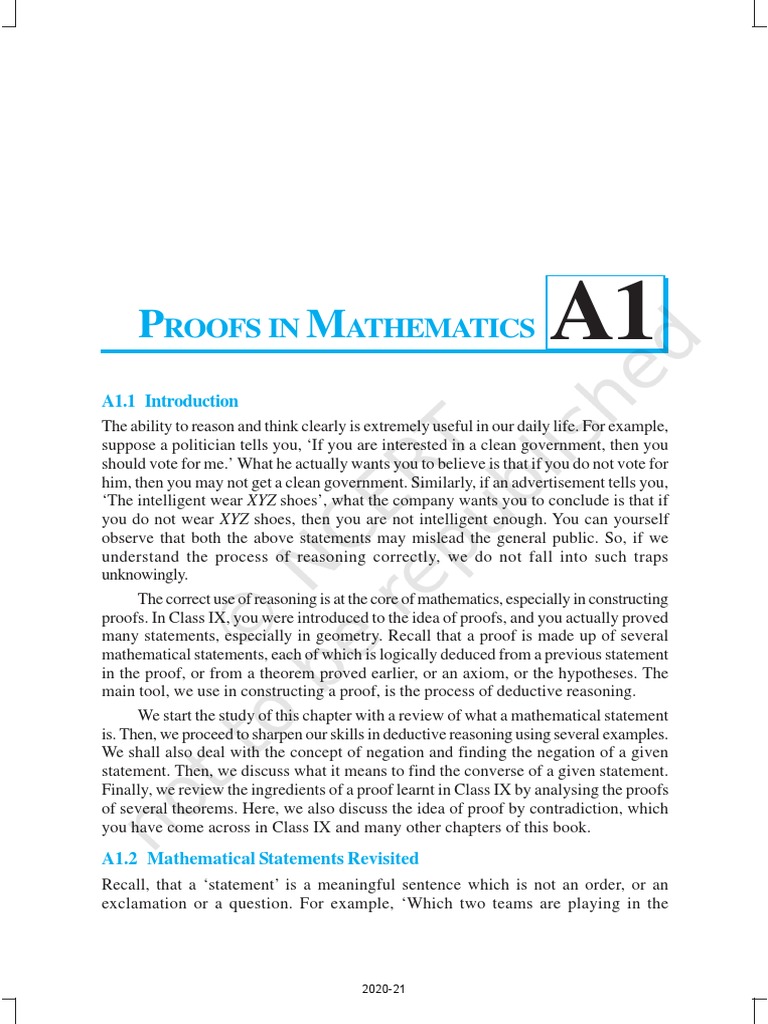Roofs IN Athematics: A1.1 Introduction | PDF | Mathematical Proof | Theorem