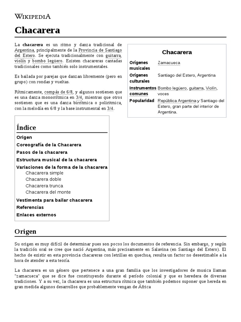 Chacarera | PDF | Entretenimiento | Las artes escénicas