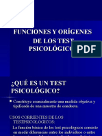 Funciones y Orígenes de Los Test Psicológicos.