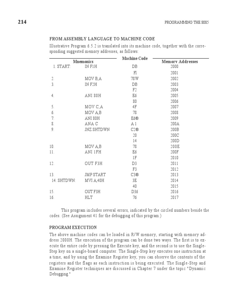 From Assembly Language To Machine Code Programming The 8085 PDF
