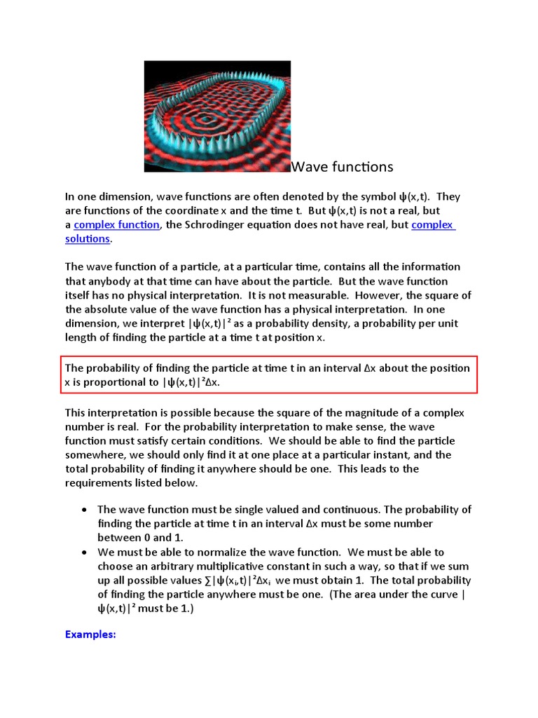 Wave Functions: Complex Function Complex Solutions | PDF | Quantum ...