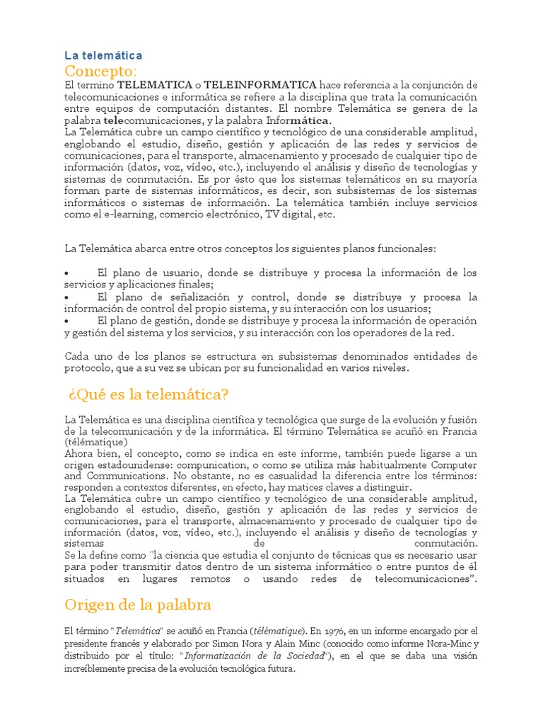 La Telemática | PDF | Electrónica | Informática