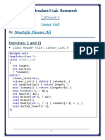 Linear List: Data Structure II Lab. Homework