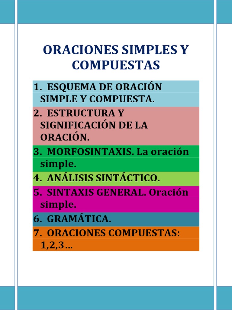 Estructura de Oraciones Simples y Compuestas | PDF | Predicado ...
