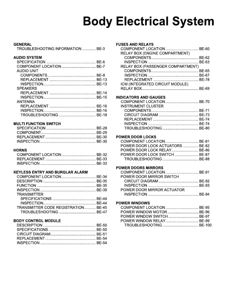 BE Body Electrical Systems PDF PDF