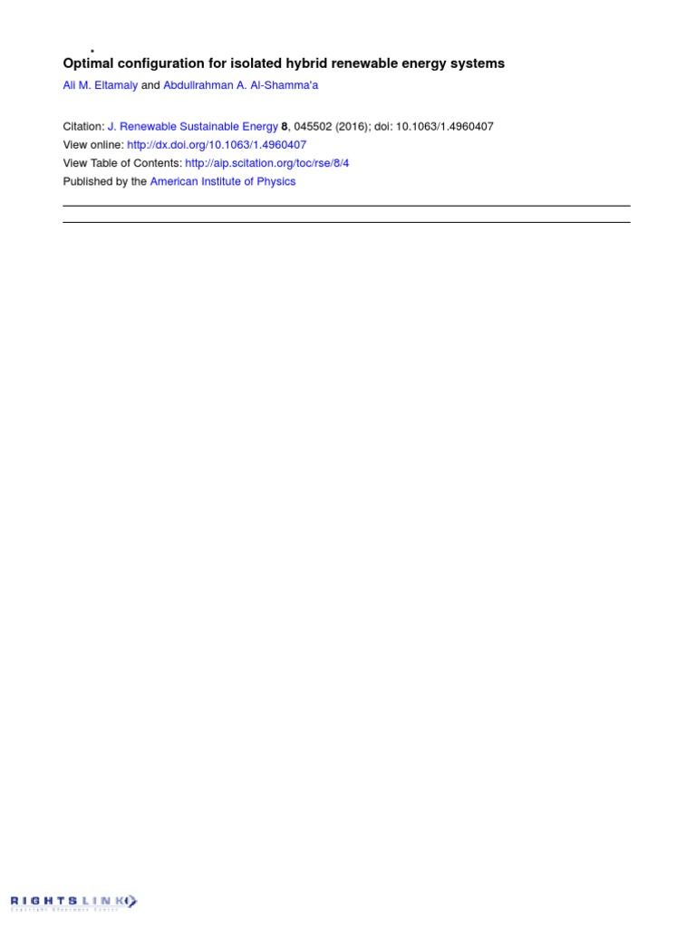 Optimal Hybrid Renewable Energy Systems | PDF | Photovoltaics ...