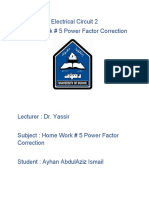 Electrical Circuit 2 HW#5 Power Factor Correction by Ayhan AbdulAziz Ismail
