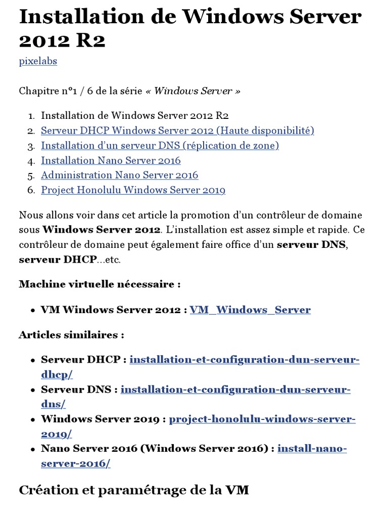 Installation de Windows Server 2012 R2 | PDF | Active Directory | VMware